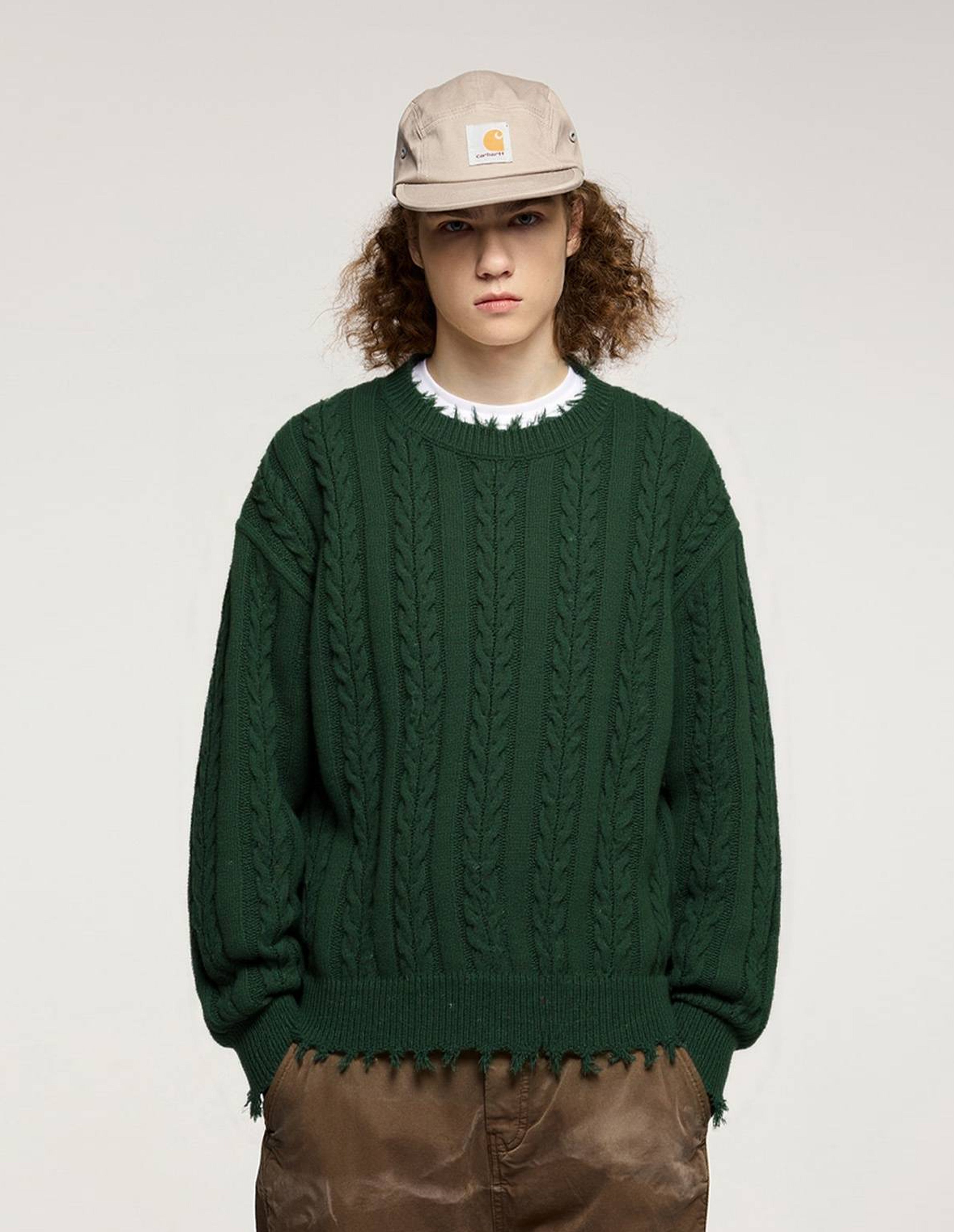 BAKYARDER Cable Knit Sweaters Oversized Crewneck 90s Vintage Unisex Sweater