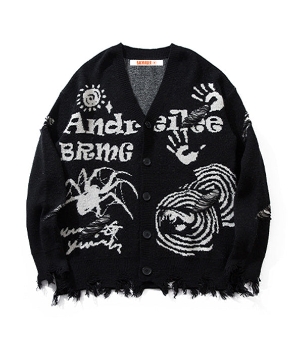 BAKYARDER Vintage Cozy Letter Cardigan Sweater