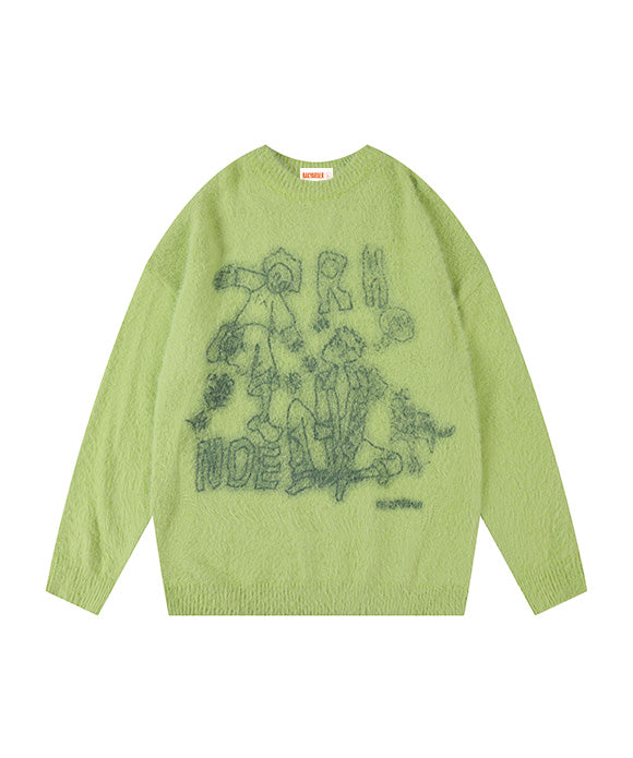 BAKYARDER Vintage Loose Cartoon Character Sweater