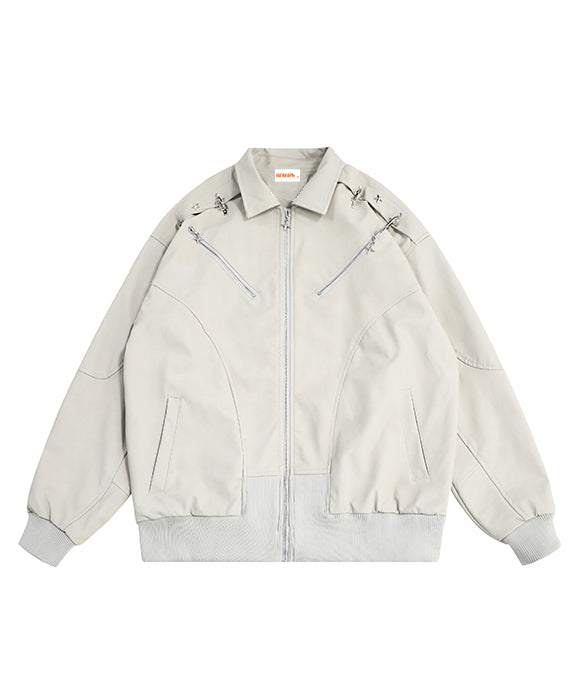 BAKYARDER Vintage Zipped Faux Leather Motorcycle Jacket