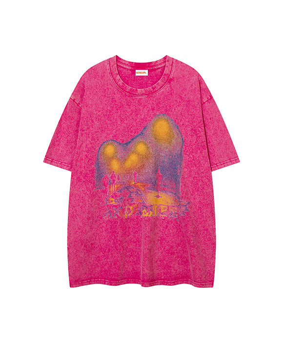 BAKYARDER  Cartoon Foam Printed Short Sleeve T-shirt