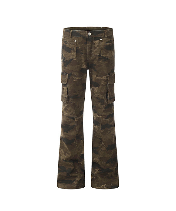 BAKYARDER Women's Vintage Flared Camo Cargo Pants