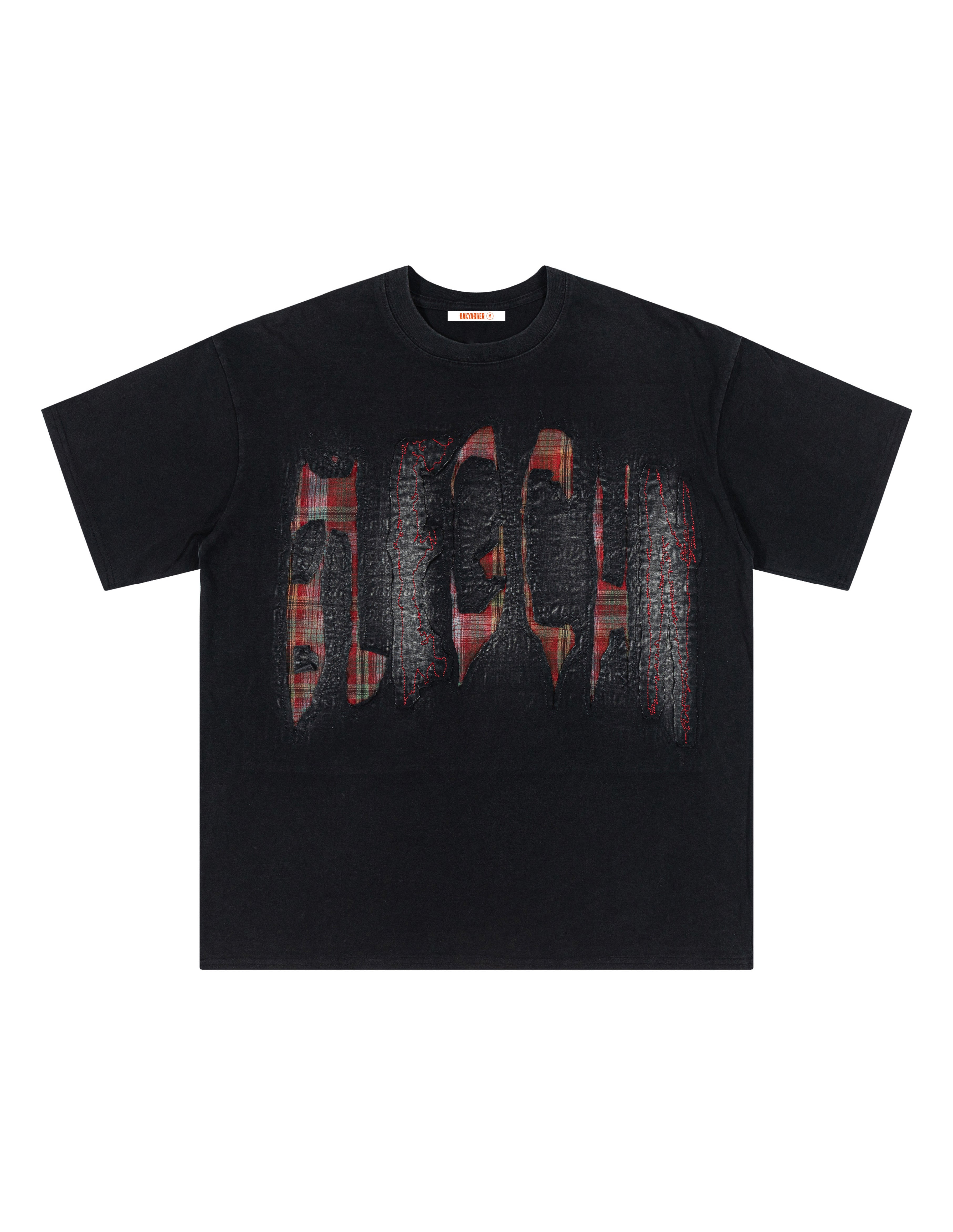 BAKYARDER Vintage Plaid Ripped T-Shirt