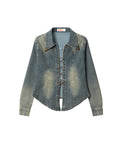 BAKYARDER Women's Vintage Denim Lace-Up Jacket