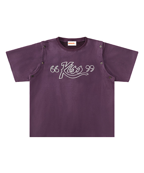 BAKYARDER Retro Letter Print Detachable Vest T-Shirt