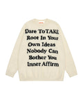 BAKYARDER Winter Crew Neck Plush Letter Jacquard Pullover Sweater