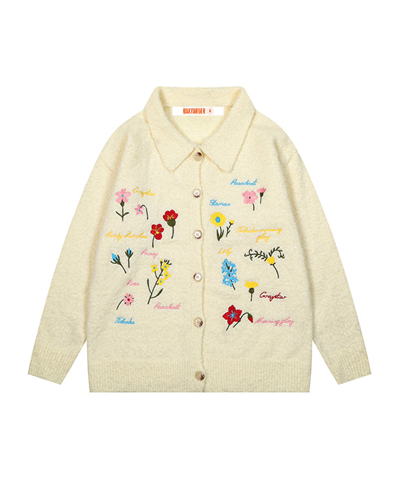 BAKYARDER  Vintage Floral Knitted Cardigan