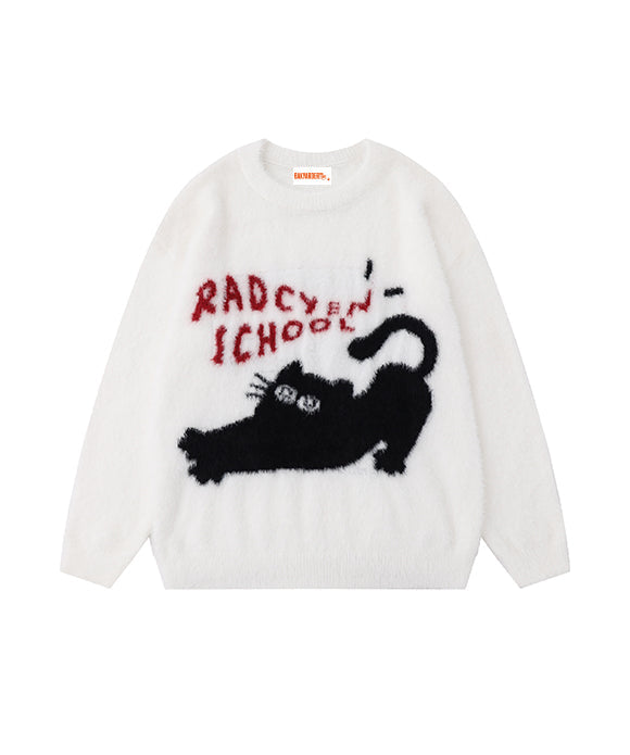 BAKYARDER Vintage Cat Plush Sweater
