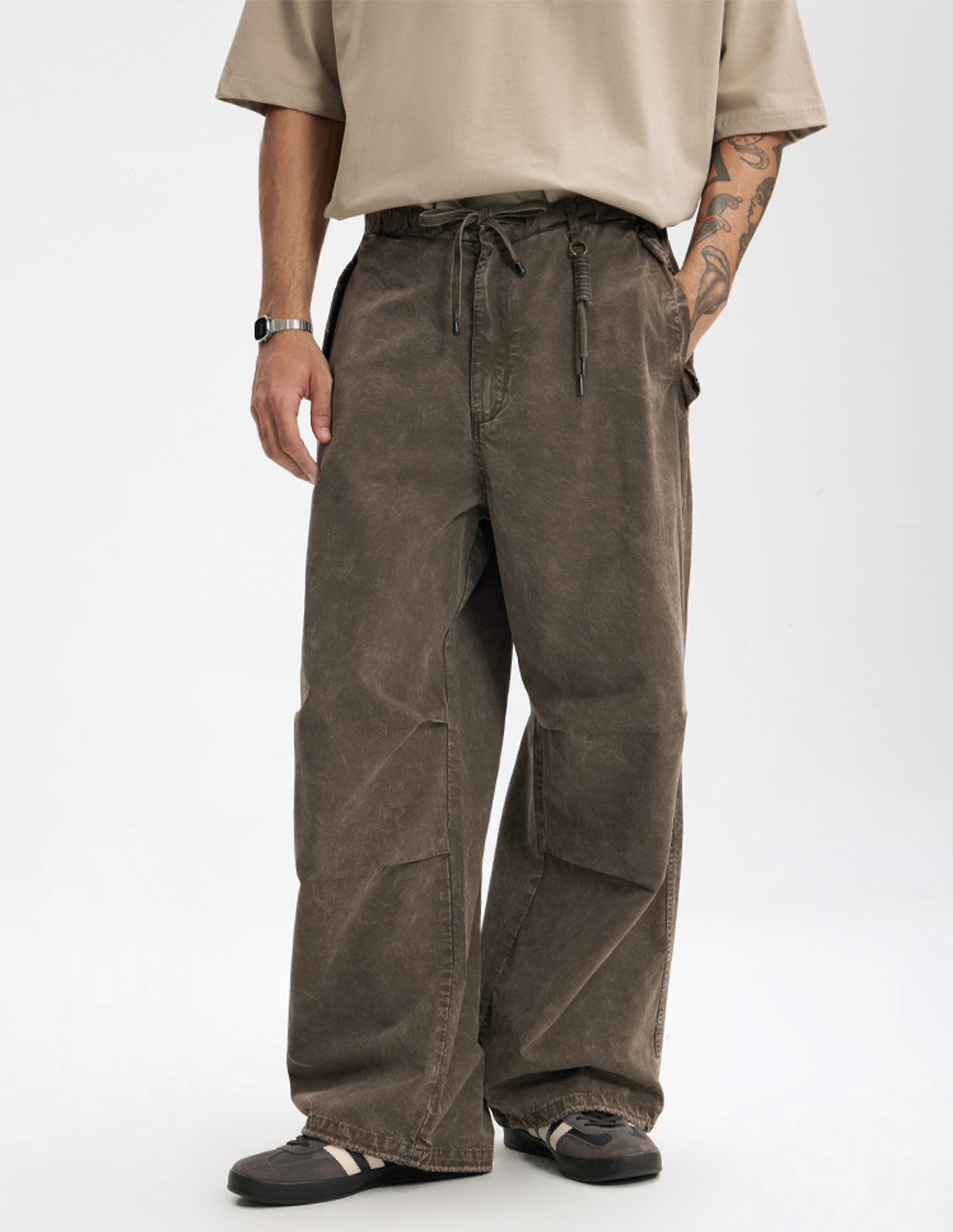 BAKYARDER Vintage Washed Wrinkle Work Pants