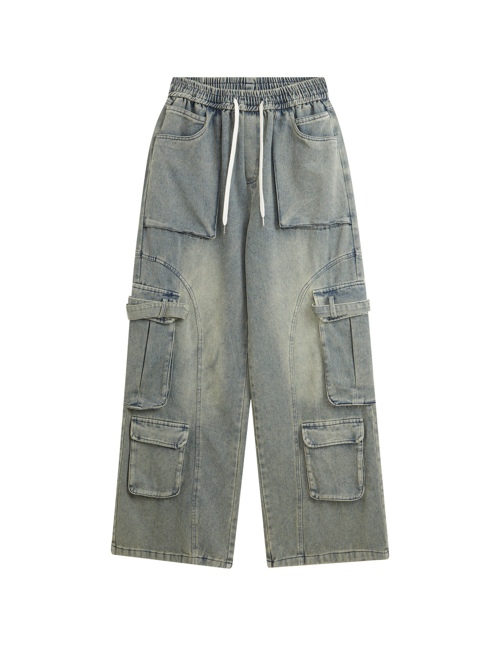 BAKYARDER High Street Distressed and Washed Workwear Denim Pants