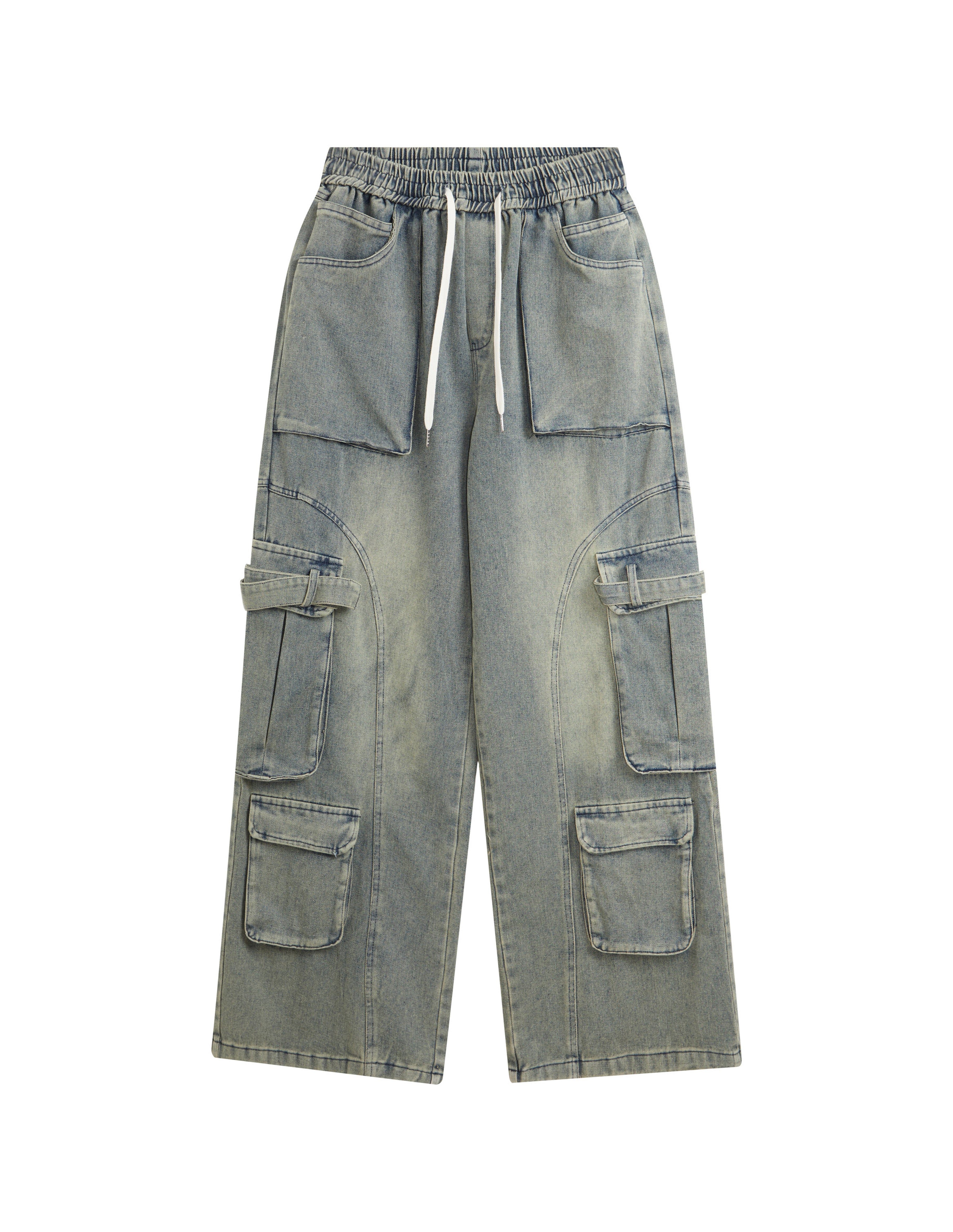 BAKYARDER High Street Distressed and Washed Workwear Denim Pants