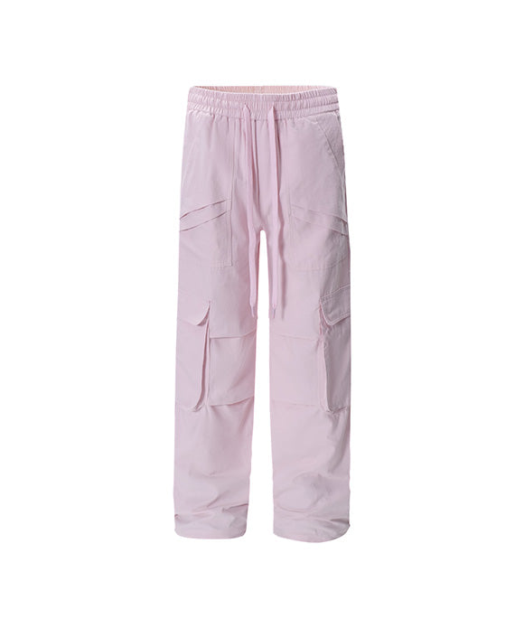 BAKYARDER Wrinkled Wide-Leg Multi-Pocket Cargo Pants