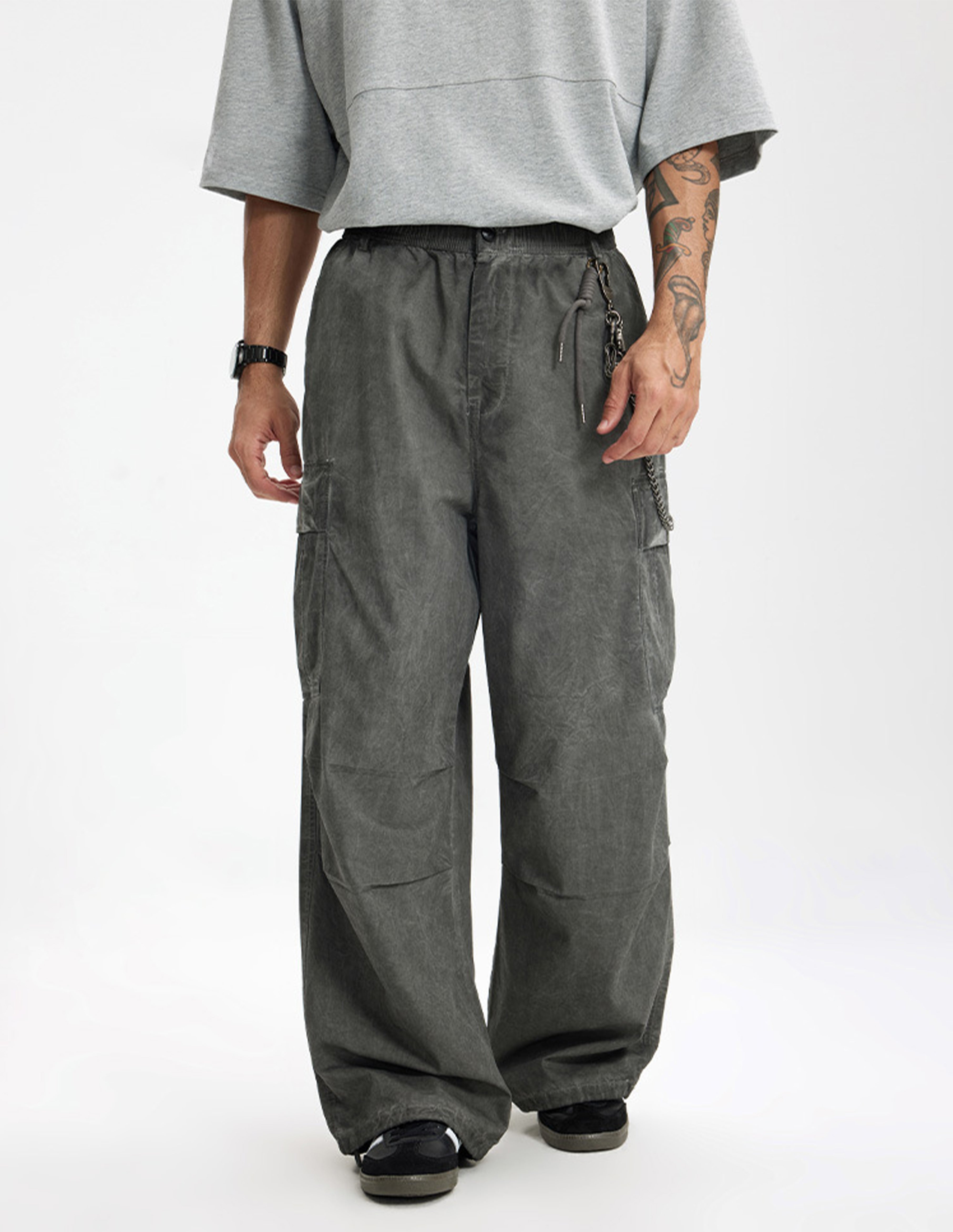 BAKYARDER Vintage Washed Multi-Pocket Work Pants