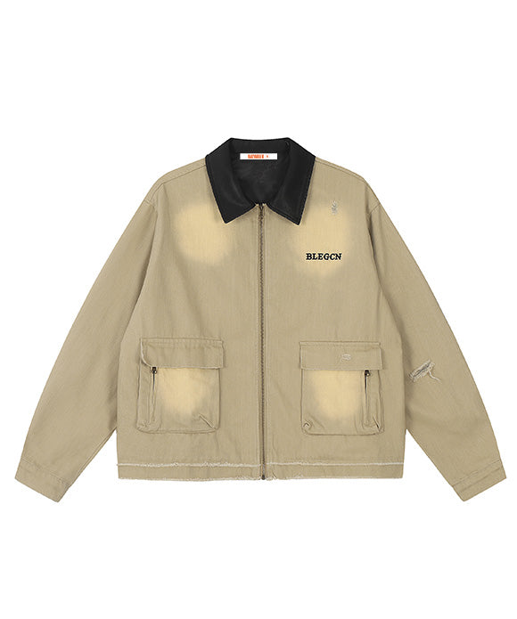 BAKYARDER Vintage Washed Distressed Jacket