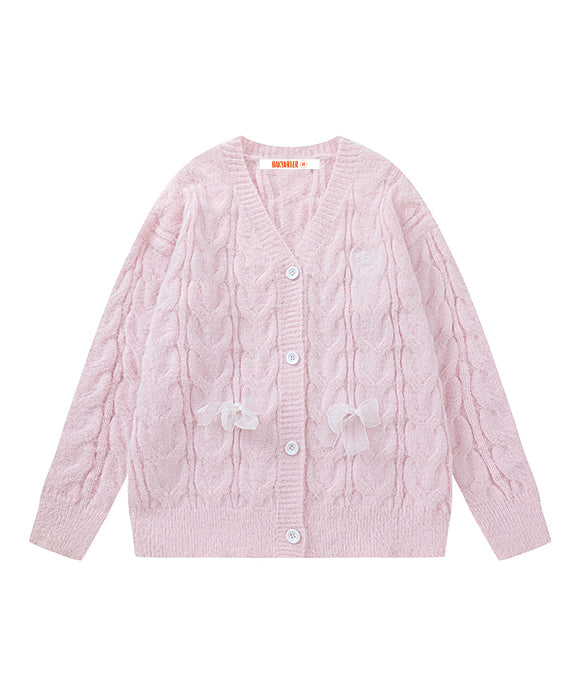 BAKYARDER Vintage Bowknot Preppy Cardigan Sweater