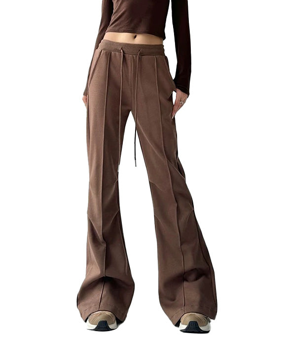 BAKYARDER Women's Vintage Solid Color Flared Casual Pants