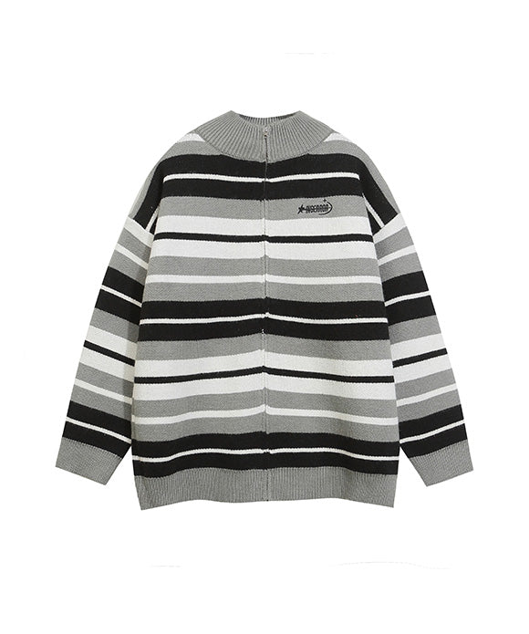 BAKYARDER Vintage Colorblock Striped Cardigan Sweater