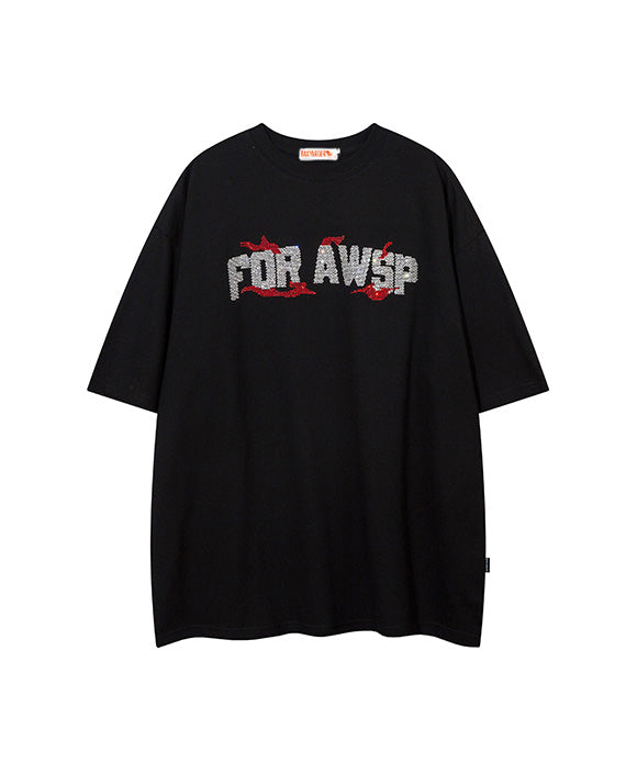 BAKYARDER  Rhinestone Flame Dice Short-Sleeve T-Shirt