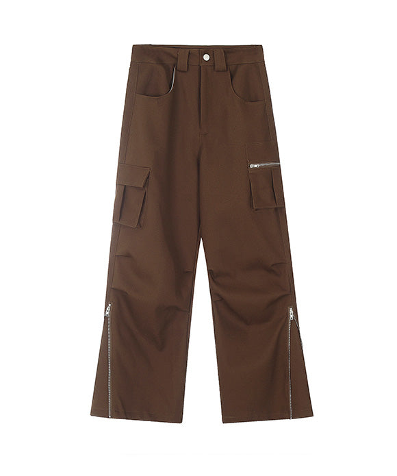 BAKYARDER Vintage Ruched Multi-Pocket Wide-Leg Cargo Pants