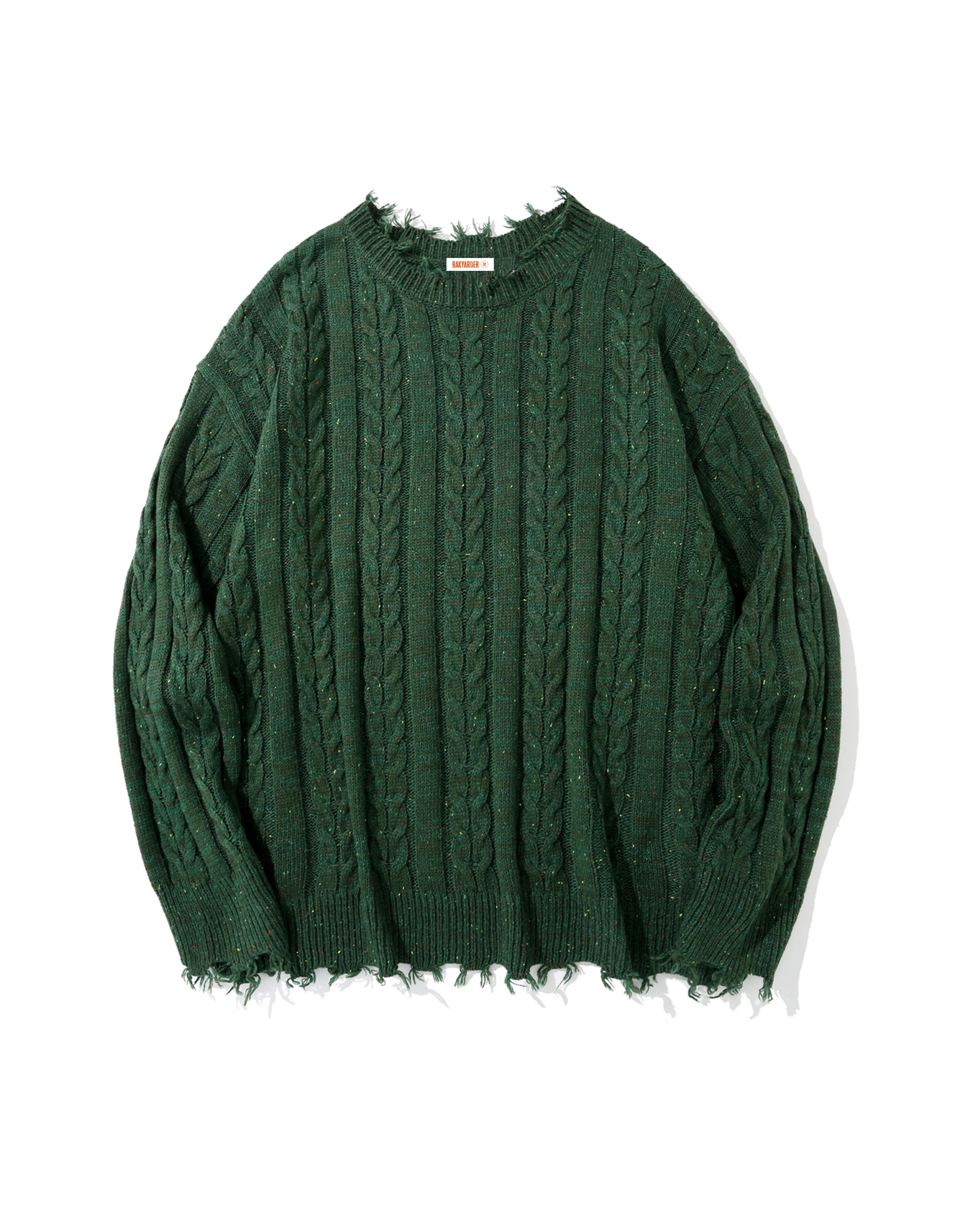 BAKYARDER Cable Knit Sweaters Oversized Crewneck 90s Vintage Unisex Sweater