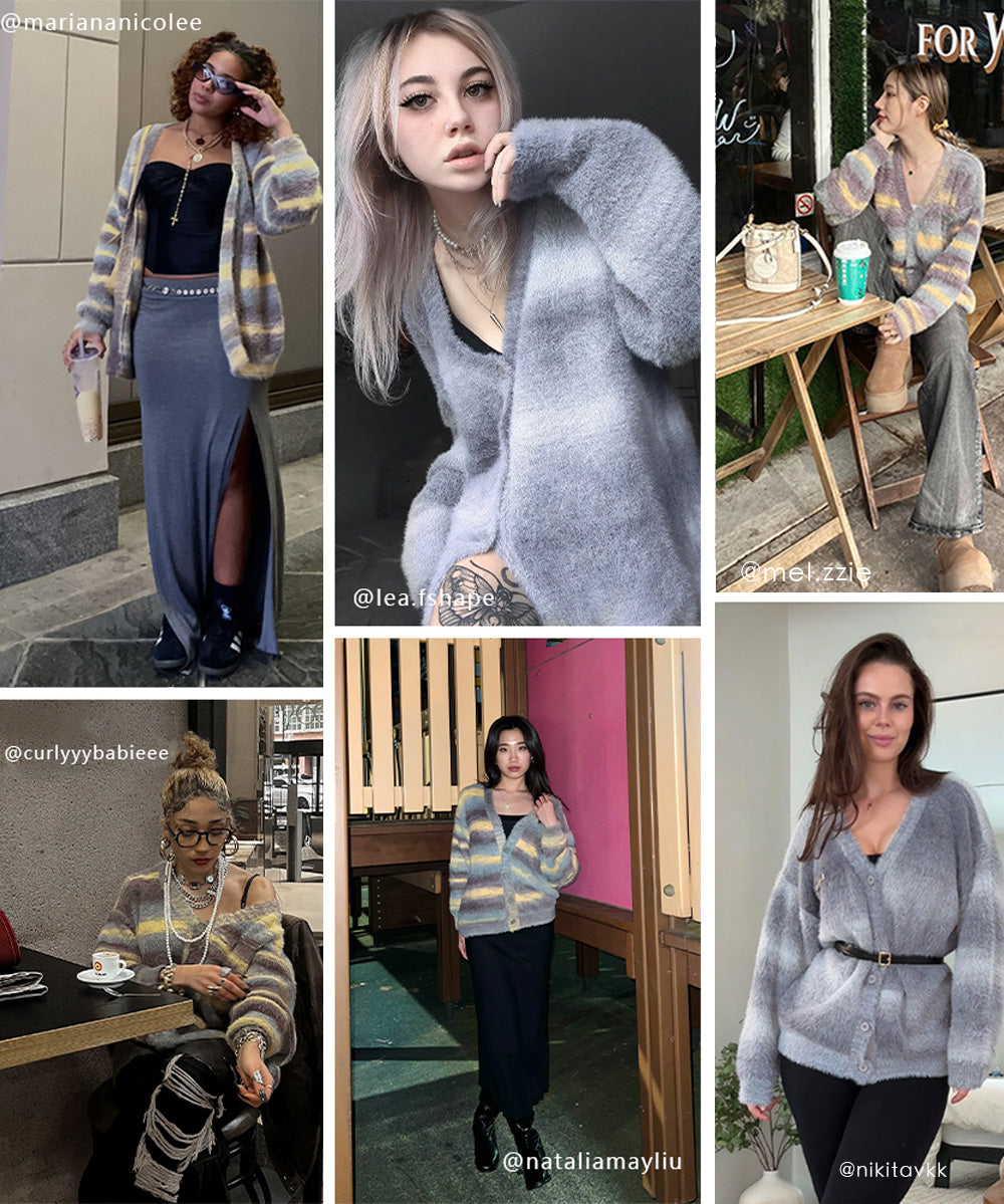 BAKYARDER Color Block Striped Cardigan