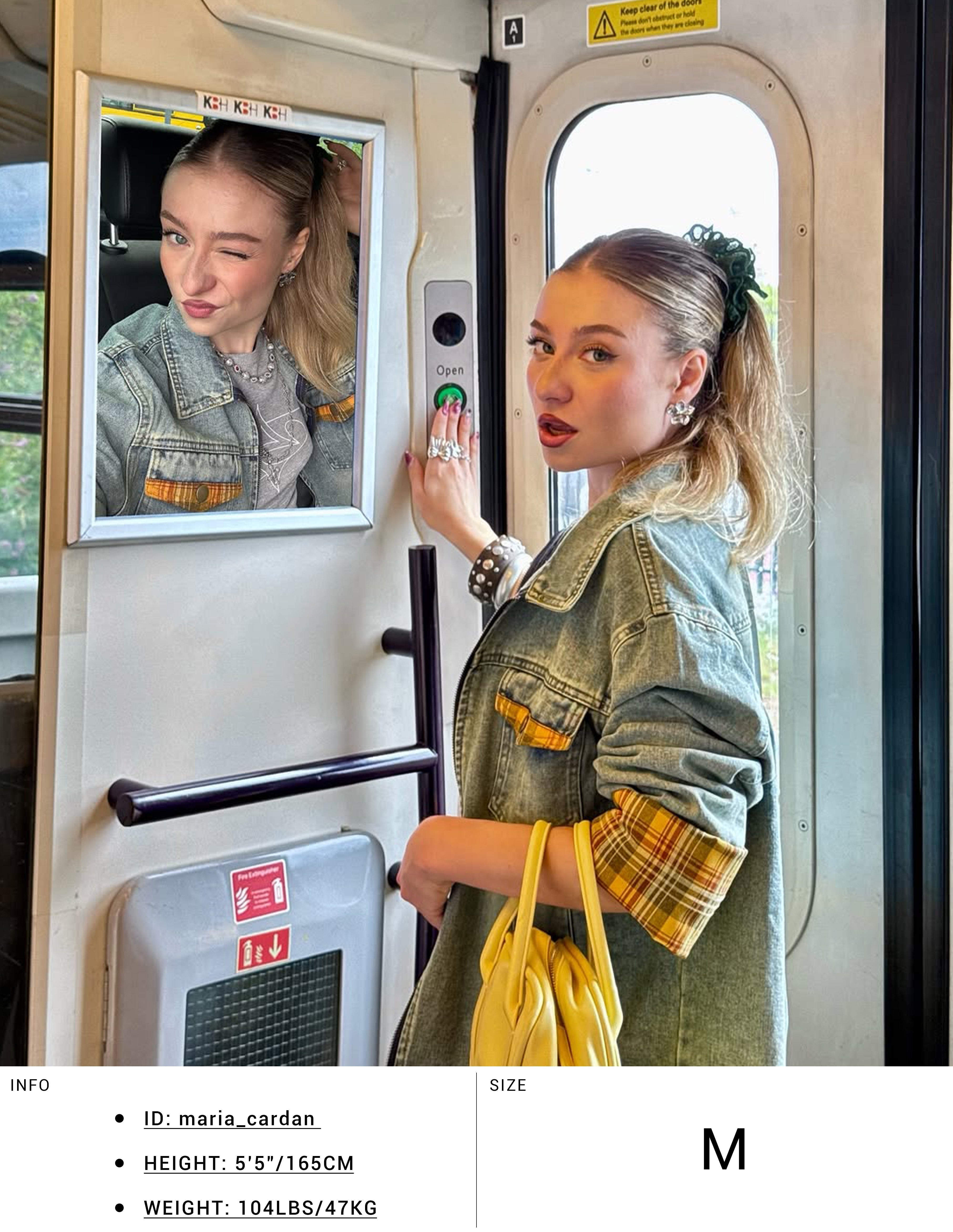 BAKYARDER  Vintage Washed Plaid Patchwork Denim Jacket