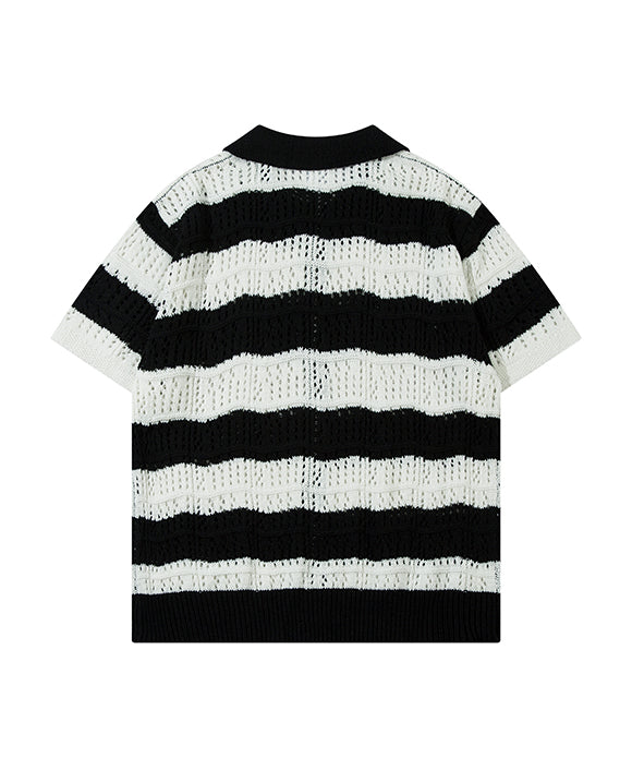 BAKYARDER Striped Knit Cardigan Tee
