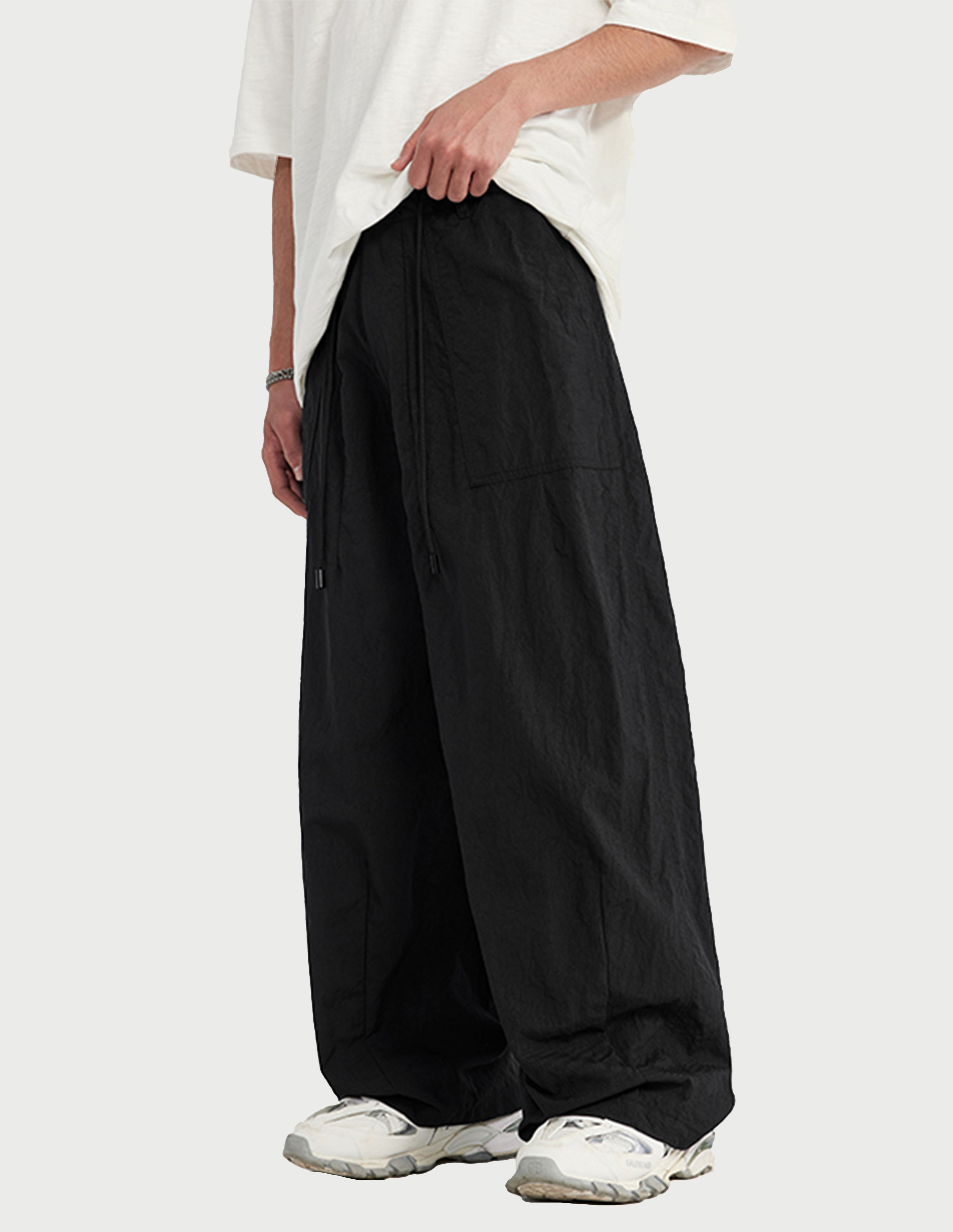 BAKYARDER Wrinkled Washed Wide-Leg Pants
