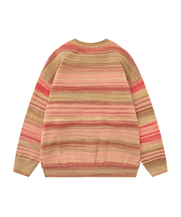 BAKYARDER Street Striped Gradient Cardigan