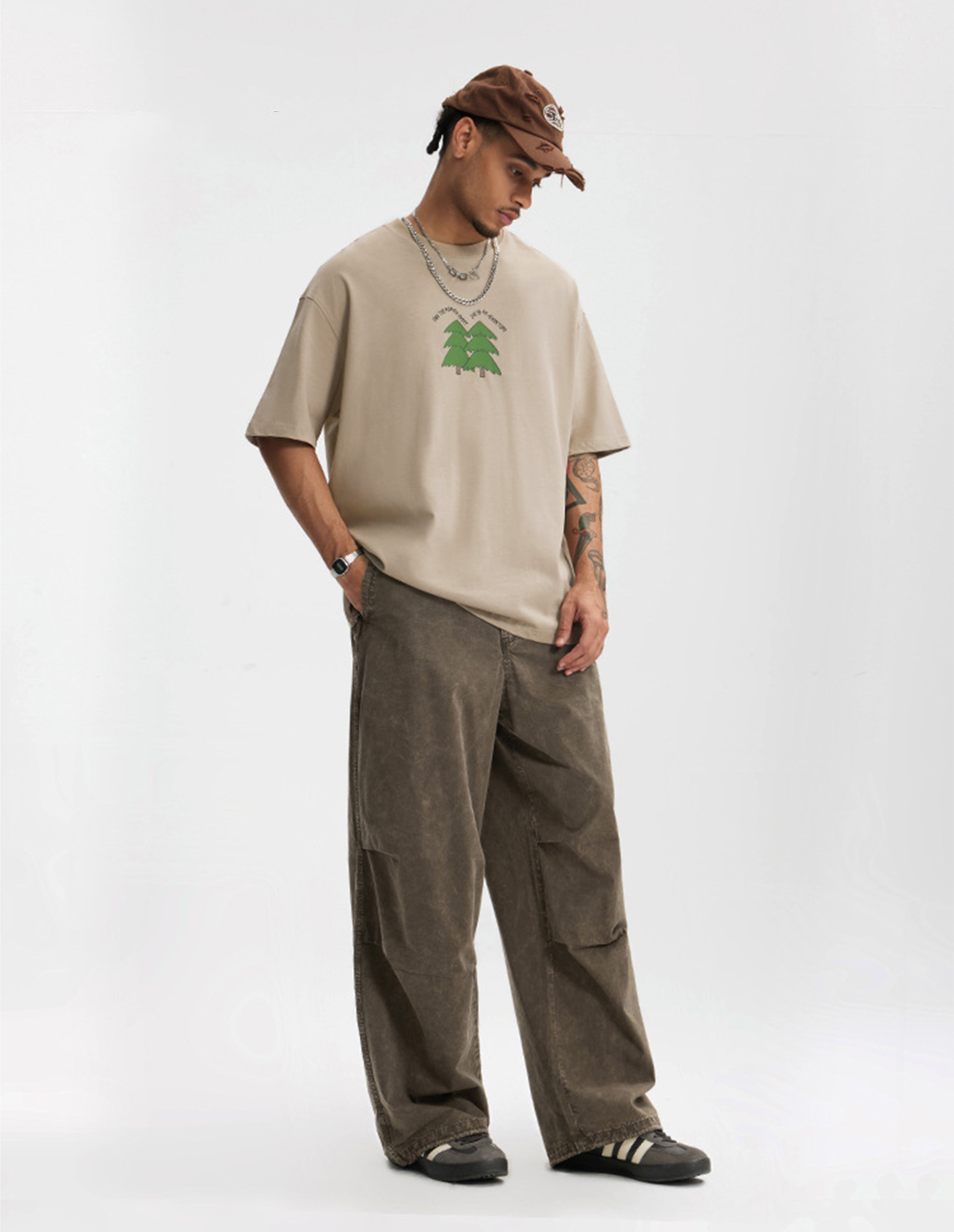 BAKYARDER Vintage Washed Wrinkle Work Pants