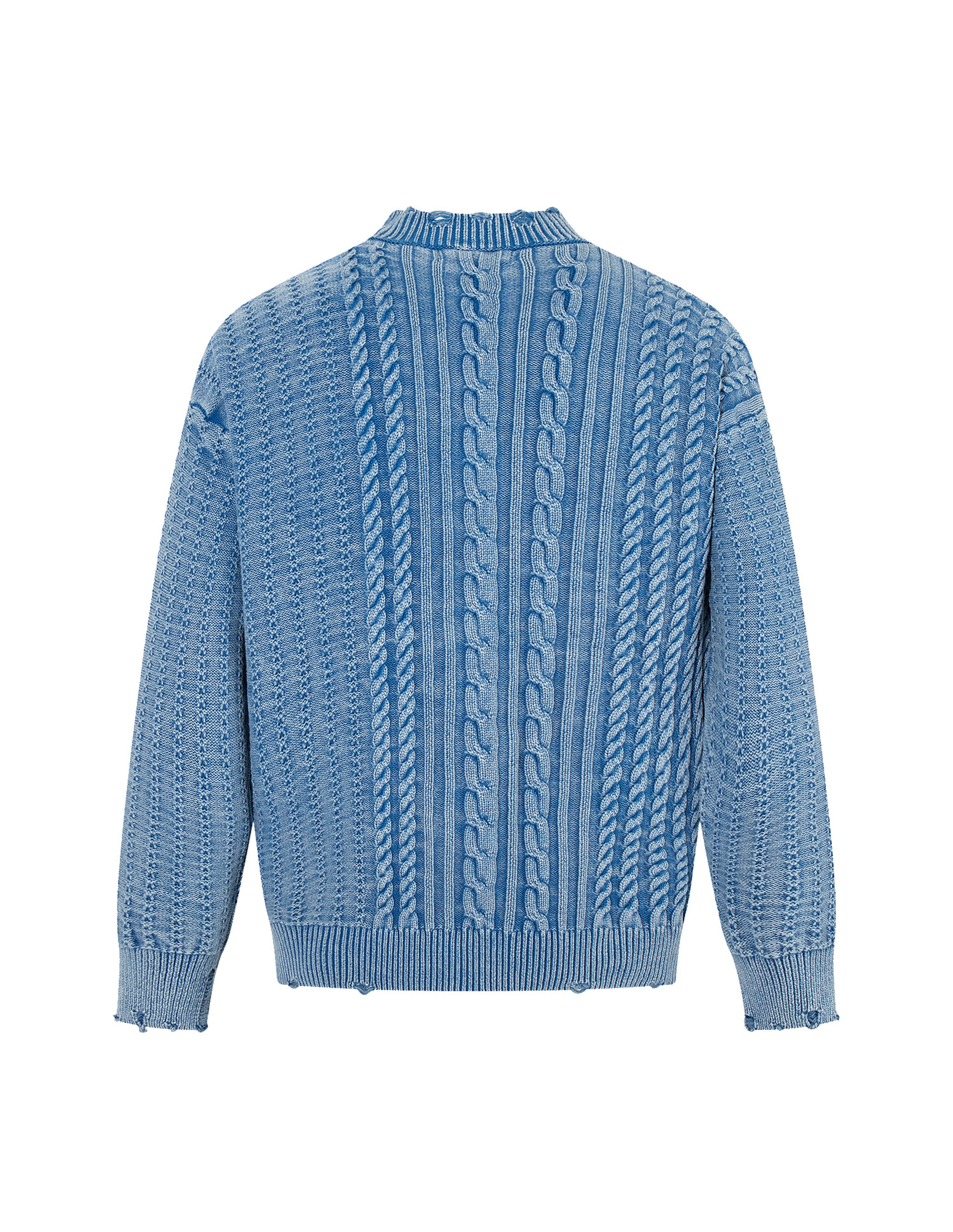 BAKYARDER Vintage Washed Cable-Knit Cardigan Sweater
