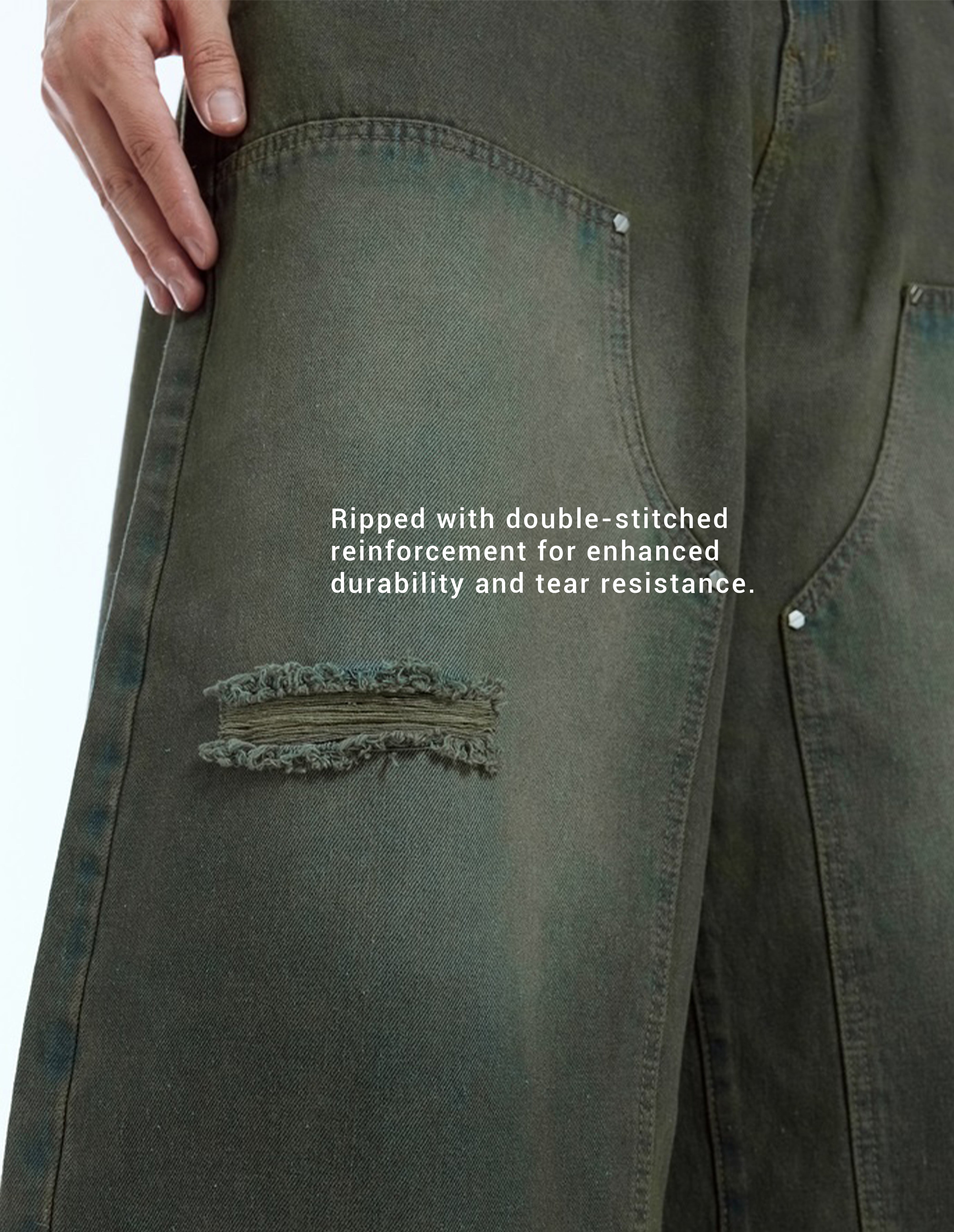 BAKYARDER Vintage Ripped Cropped Denim Pants