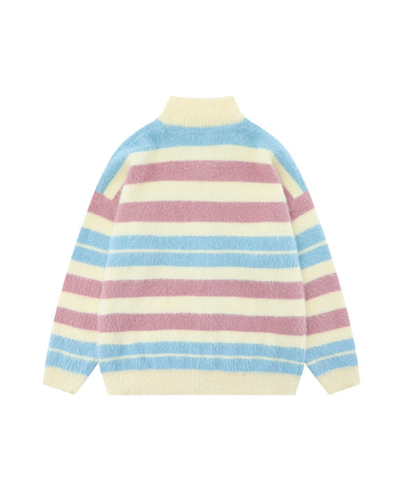 BAKYARDER Rainbow Striped Zip-up Cardigan