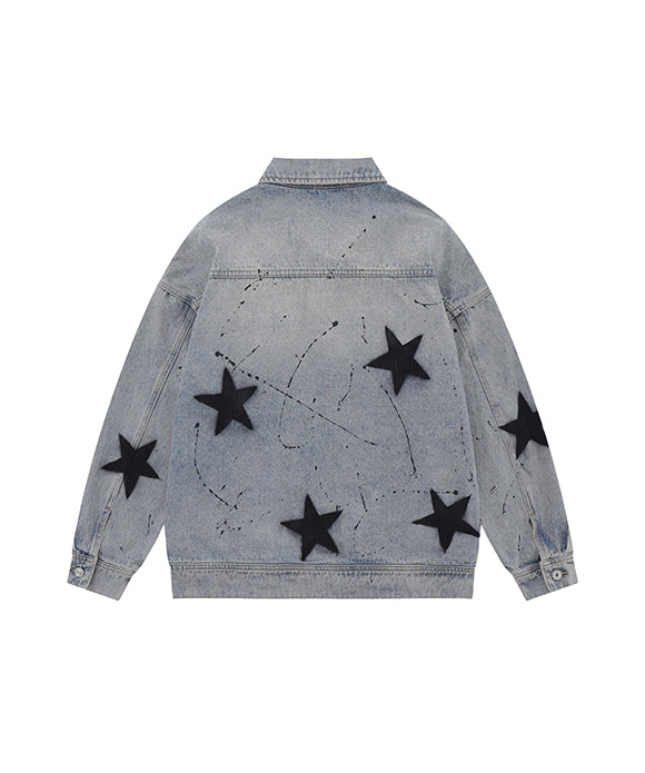 BAKYARDER Vintage Star Graffiti Denim Jacket