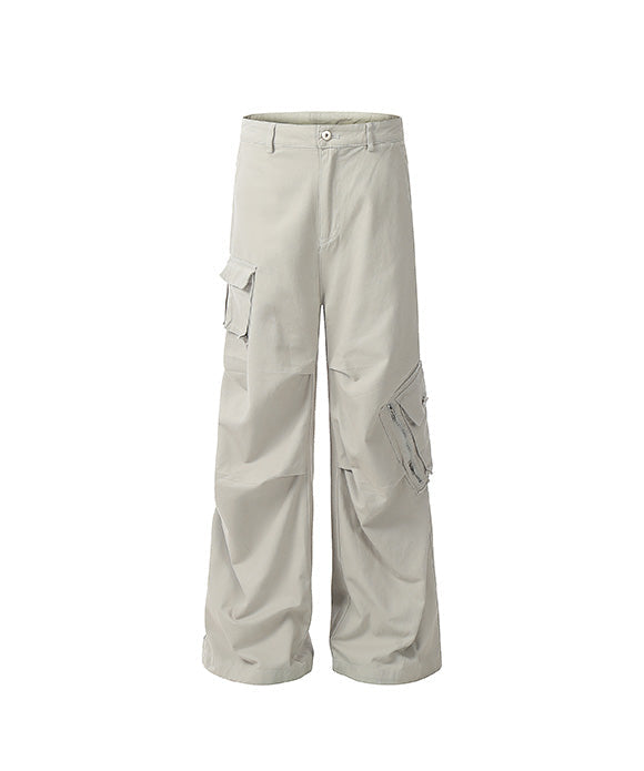 BAKYARDER Vintage Pleated Multi-pocket Utility Pants