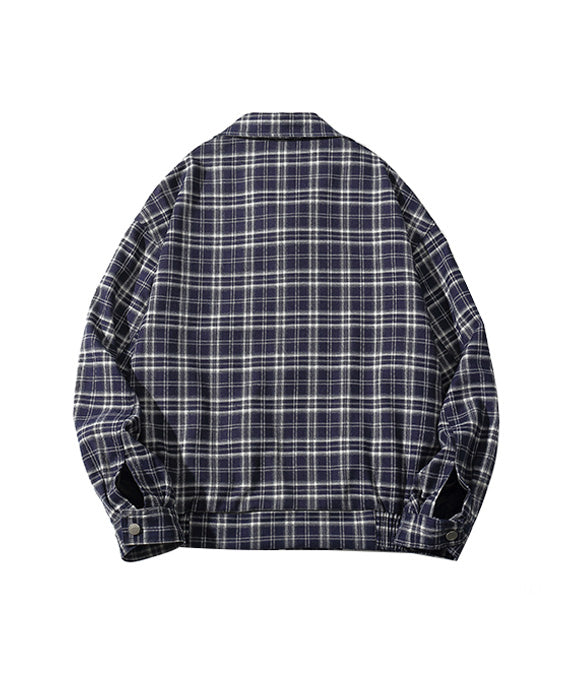 BAKYARDER Vintage Plaid Turn-Down Collar Jacket