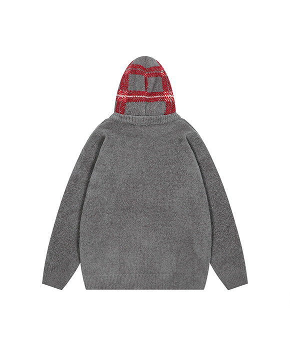 BAKYARDER Vintage Plaid Hoodie Sweater