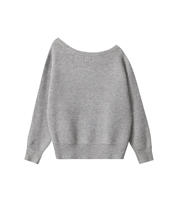 BAKYARDER Women's Vintage Letter Off-Shoulder Loose Knit Sweater
