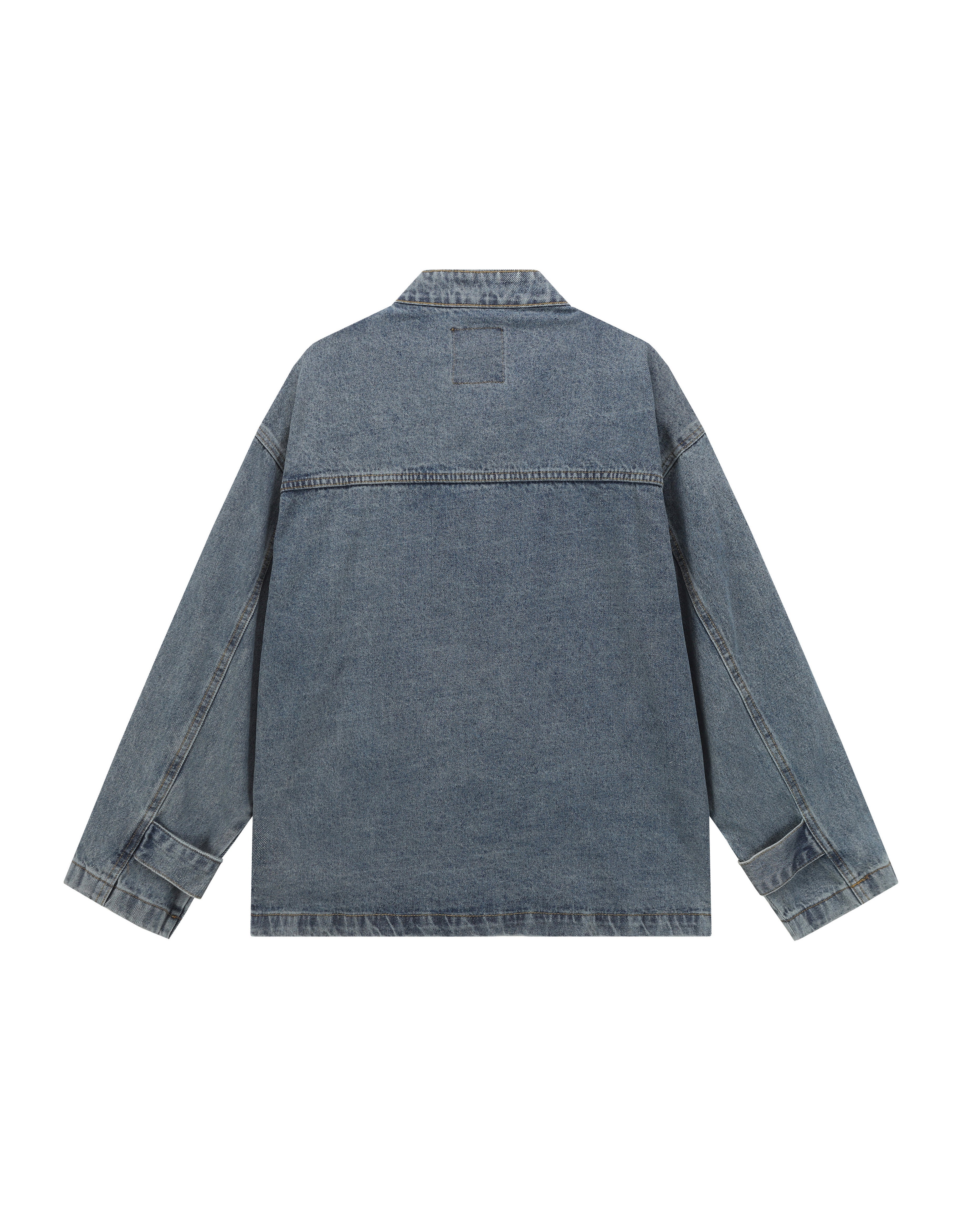BAKYARDER Washed Vintage Denim Stand-Collar Jacket