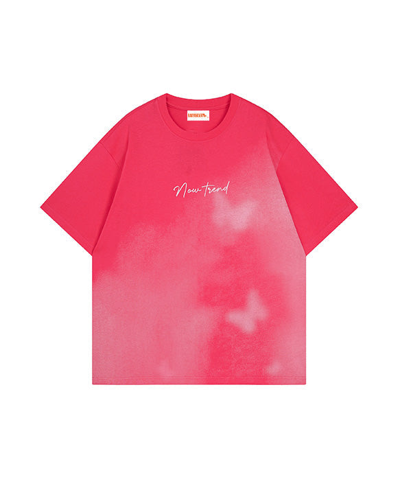 BAKYARDER  Dark Butterfly Print Short Sleeve T-Shirt