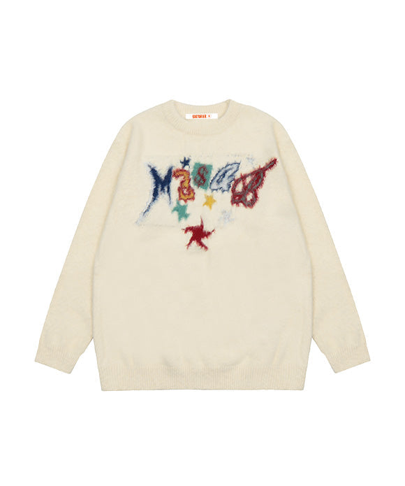 BAKYARDER Vintage Letter Knit Sweater