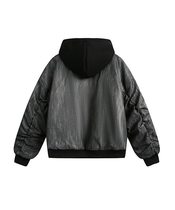 BAKYARDER Vintage Patchwork Faux Two-Piece Hoodie Jacket