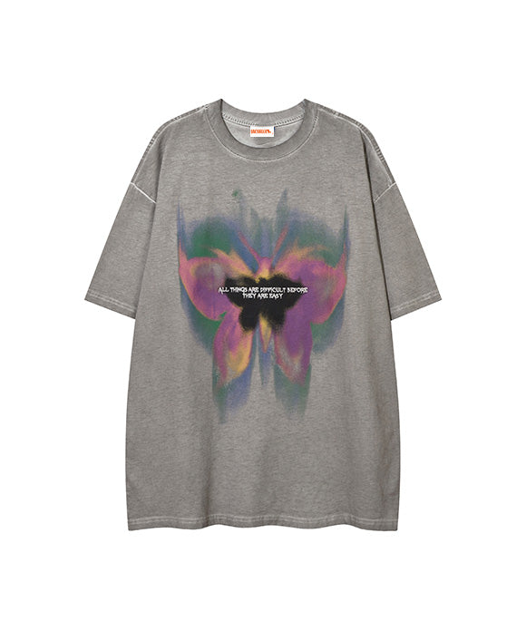 BAKYARDER  Butterfly Print Short Sleeve T-Shirt