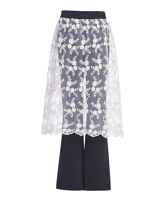 BAKYARDER Women's Lace Skirt Patchwork Fake Two-piece Pants