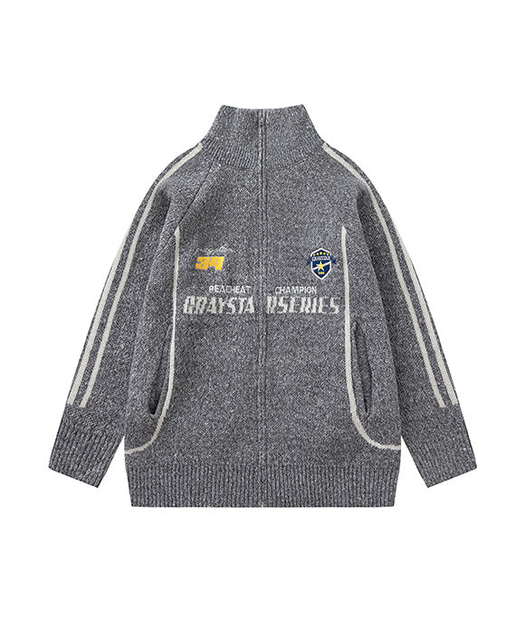 BAKYARDER  Vintage Collegiate Style Stand-Collar Sweater