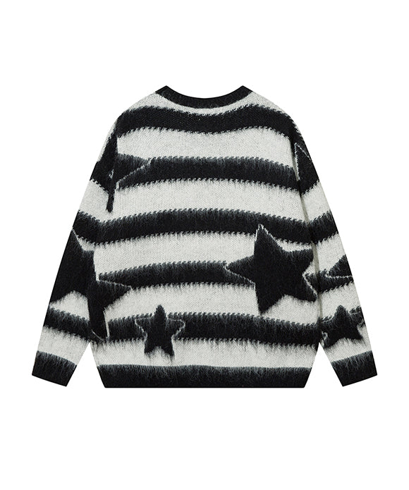 BAKYARDER Vintage Striped Star Sweater