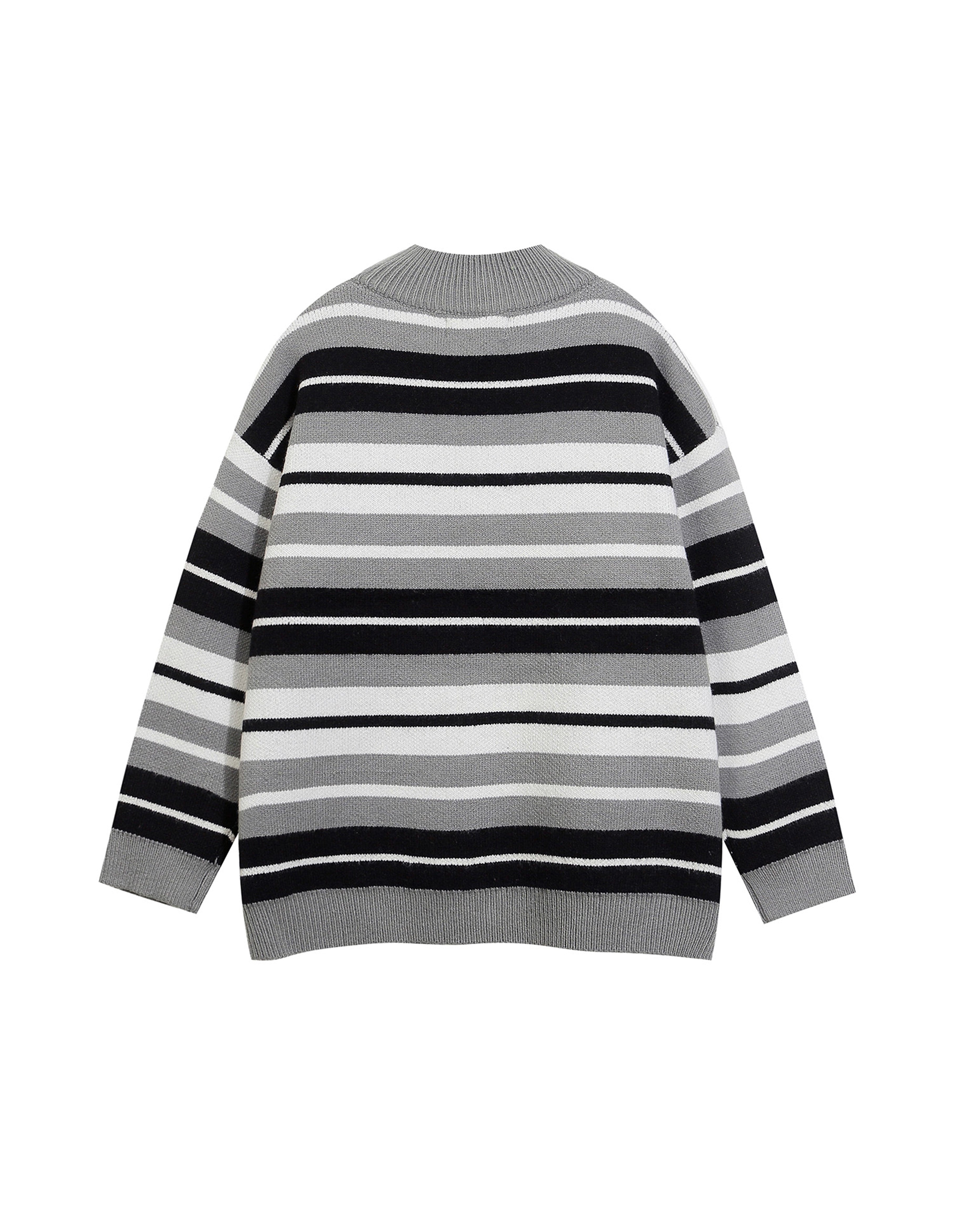 BAKYARDER Vintage Striped Collegiate Zip-Up Cardigan Sweater