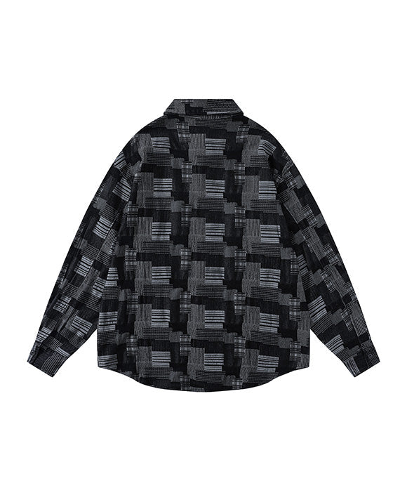 BAKYARDER  Vintage Color-Block Checkered Stripe Shirt