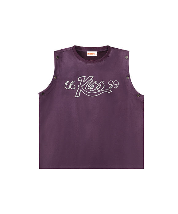 BAKYARDER Retro Letter Print Detachable Vest T-Shirt