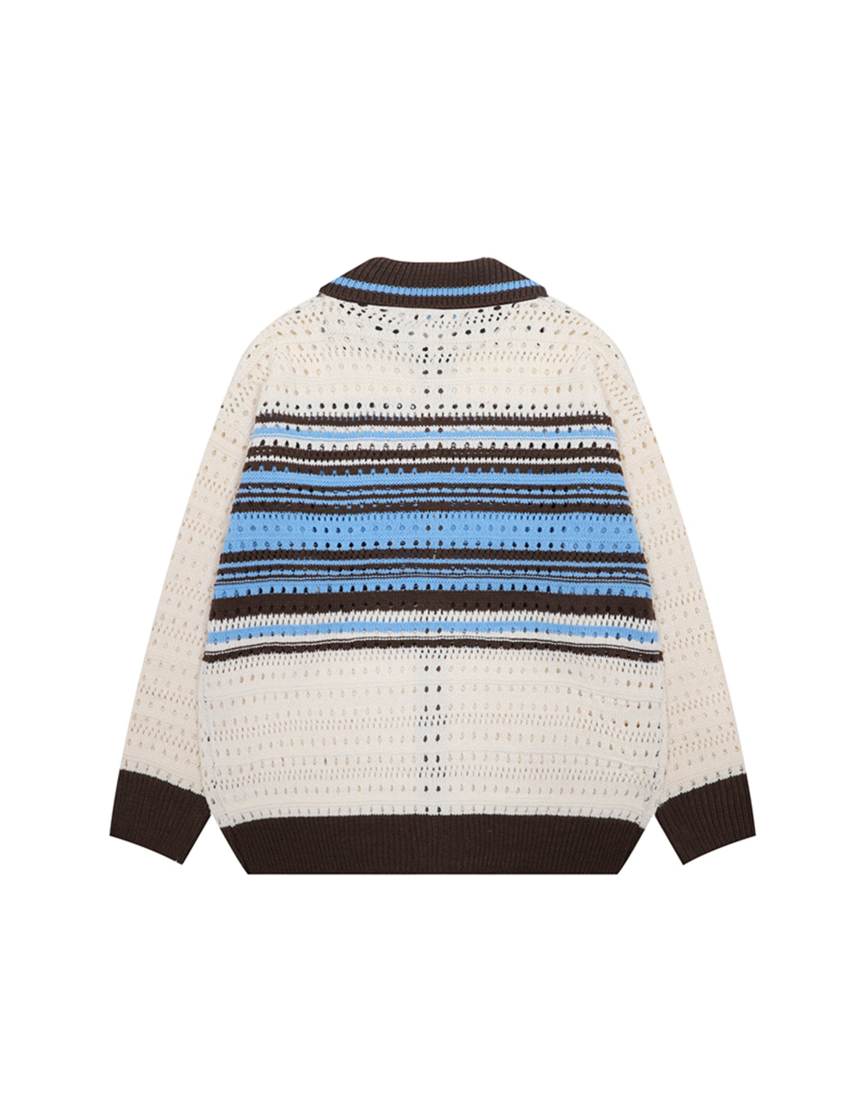 BAKYARDER Vintage Striped Color-Block Cardigan Sweater